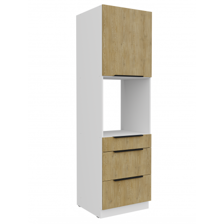 Zabudowa piekarnika z szufladami 60 cm CREMA dąb cremona / biały mat 60 DPS-210 2F